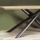 Mesa de Comedor en MDF Efecto Madera y Base Metálica Negra - Sunset Viadurini