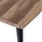 Mesa de comedor en acabado roble Mdf y acero negro mate - Gherardo Viadurini