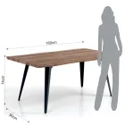 Mesa de comedor en acabado roble Mdf y acero negro mate - Gherardo Viadurini