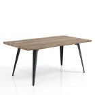 Mesa de comedor en acabado roble Mdf y acero negro mate - Gherardo Viadurini