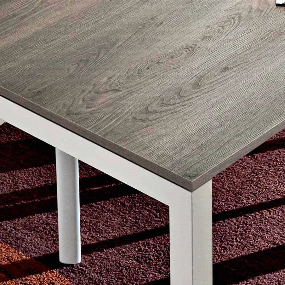 Mesa de comedor en melamina y metal pintado Made in Italy - Remigio Viadurini