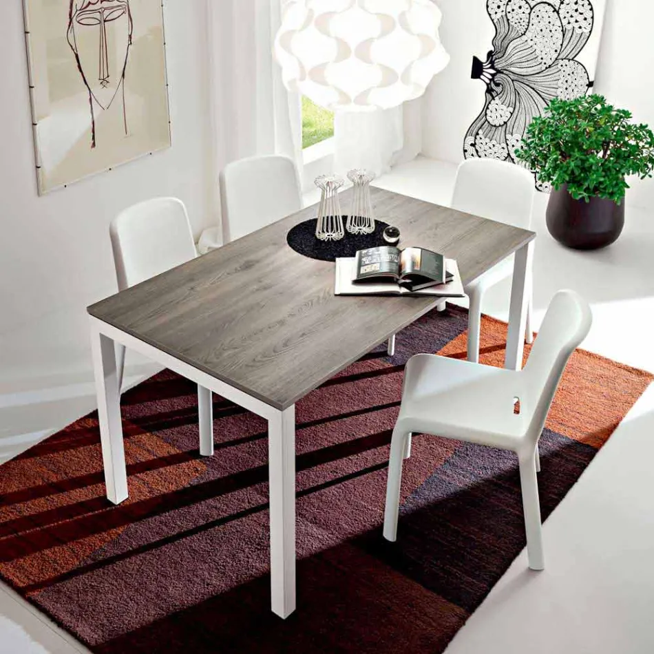 Mesa de comedor en melamina y metal pintado Made in Italy - Remigio Viadurini