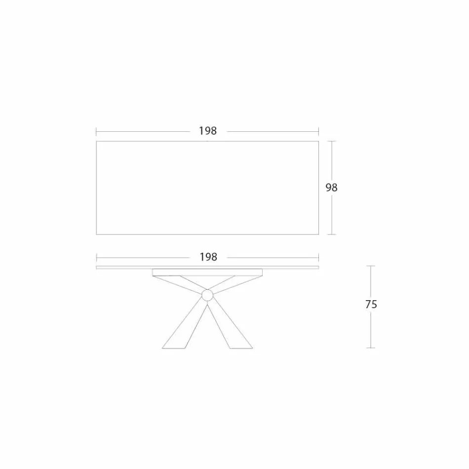 Mesa de comedor de metal y tapa de cerámica Diseño Made in Italy - Anaconda Viadurini