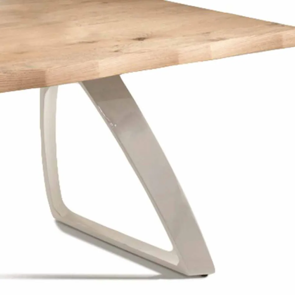 Mesa de comedor en metal y roble chapado Made in Italy - Aryssa Viadurini