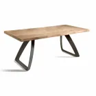 Mesa de comedor en metal y roble chapado Made in Italy - Aryssa Viadurini