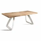 Mesa de comedor en metal y roble chapado Made in Italy - Aryssa Viadurini