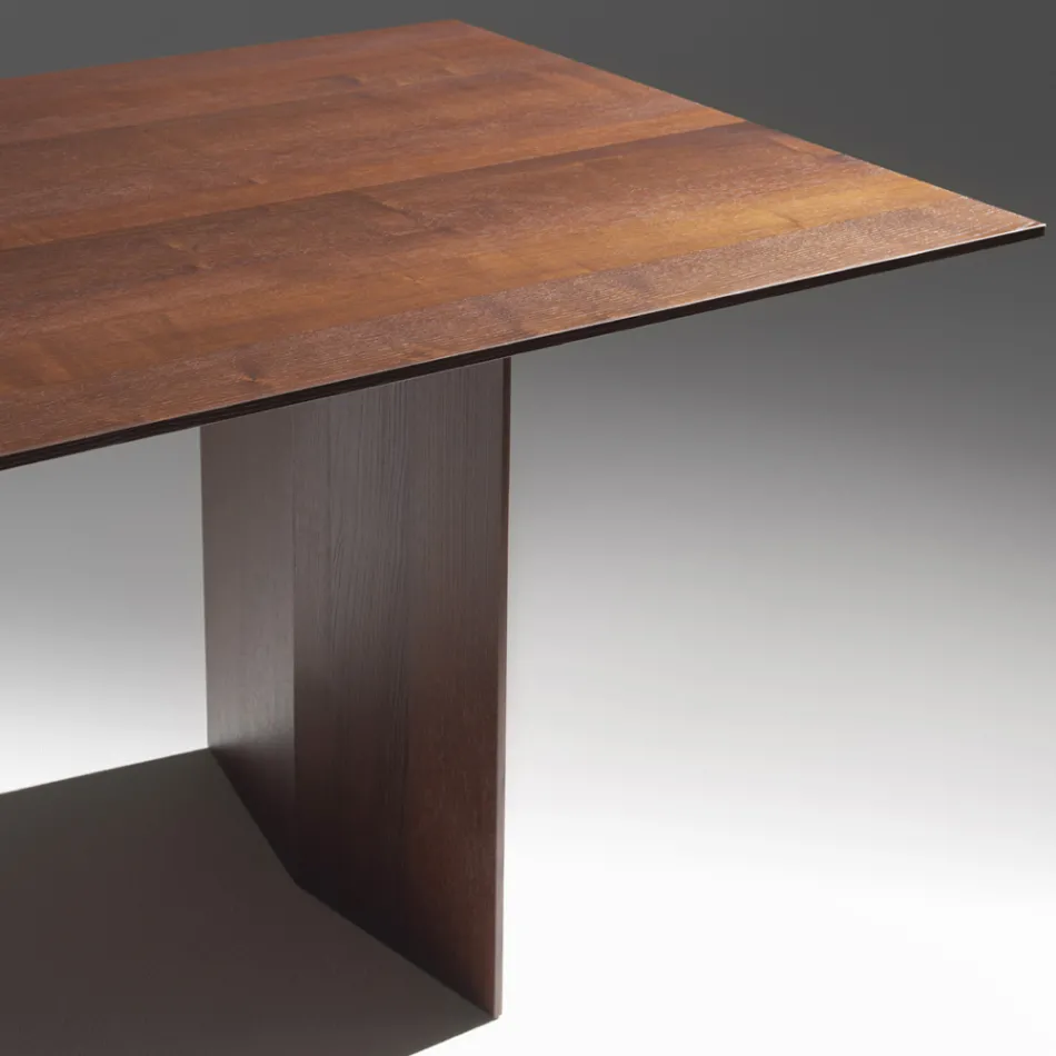 Mesa de comedor de contrachapado chapado en fresno tratado térmicamente - Acuario Viadurini