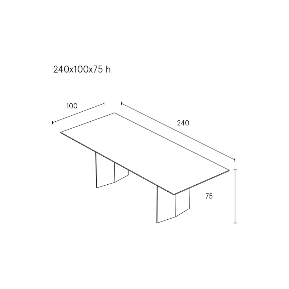 Mesa de comedor de contrachapado chapado en fresno tratado térmicamente - Acuario Viadurini