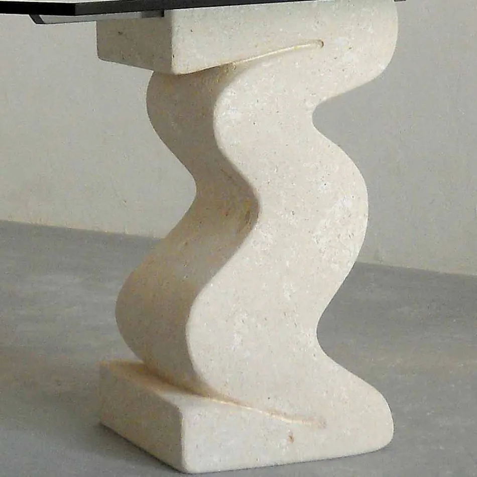 mesa de piedra comida y modernas Anteros de cristal de diseño Viadurini