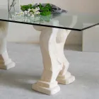 mesa de comedor de piedra y cristal de diseño moderno de la medusa Viadurini