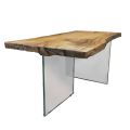 Mesa de comedor en roble secular y base de cristal Made in Italy - Dite