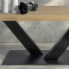 Mesa de comedor en roble chapado Masellato y metal Made in Italy - Riad Viadurini