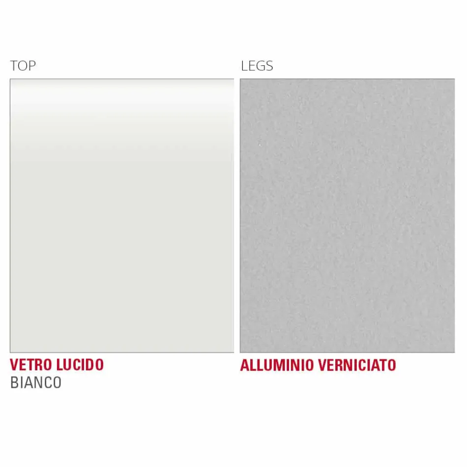 Mesa de comedor en vidrio blanco y metal pintado Made in Italy - Broche Viadurini