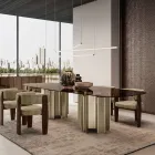 Mesa de comedor moderna de cristal y metal fabricada en Italia - Duna Viadurini