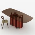 Mesa de comedor moderna de cristal y metal fabricada en Italia - Duna
