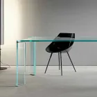 Mesa de comedor en cristal extraclaro diseño de lujo 4 dimensiones - Kuduro Viadurini