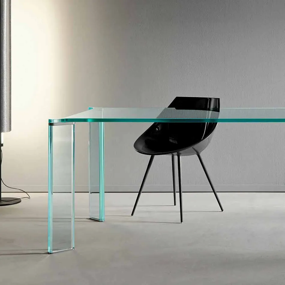 Mesa de comedor en cristal extraclaro diseño de lujo 4 dimensiones - Kuduro Viadurini