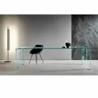Mesa de comedor en cristal extraclaro diseño de lujo 4 dimensiones - Kuduro Viadurini