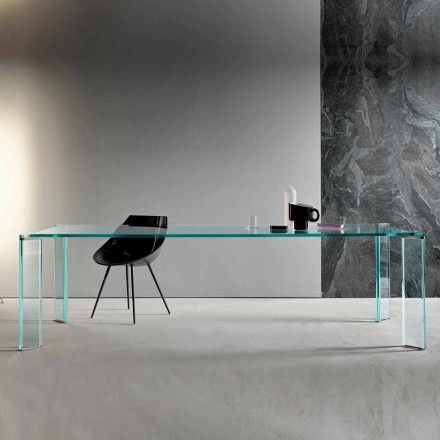 Mesa de comedor en cristal extraclaro diseño de lujo 4 dimensiones - Kuduro Viadurini