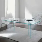 Mesa de comedor de diseño en vidrio extraclaro 8 dimensiones - Pollinare Viadurini