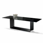 Mesa de comedor en vidrio ahumado o extraligero y metal hecho en Italia - marrón oscuro Viadurini