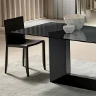 Mesa de comedor en vidrio ahumado o extraligero y metal hecho en Italia - marrón oscuro Viadurini