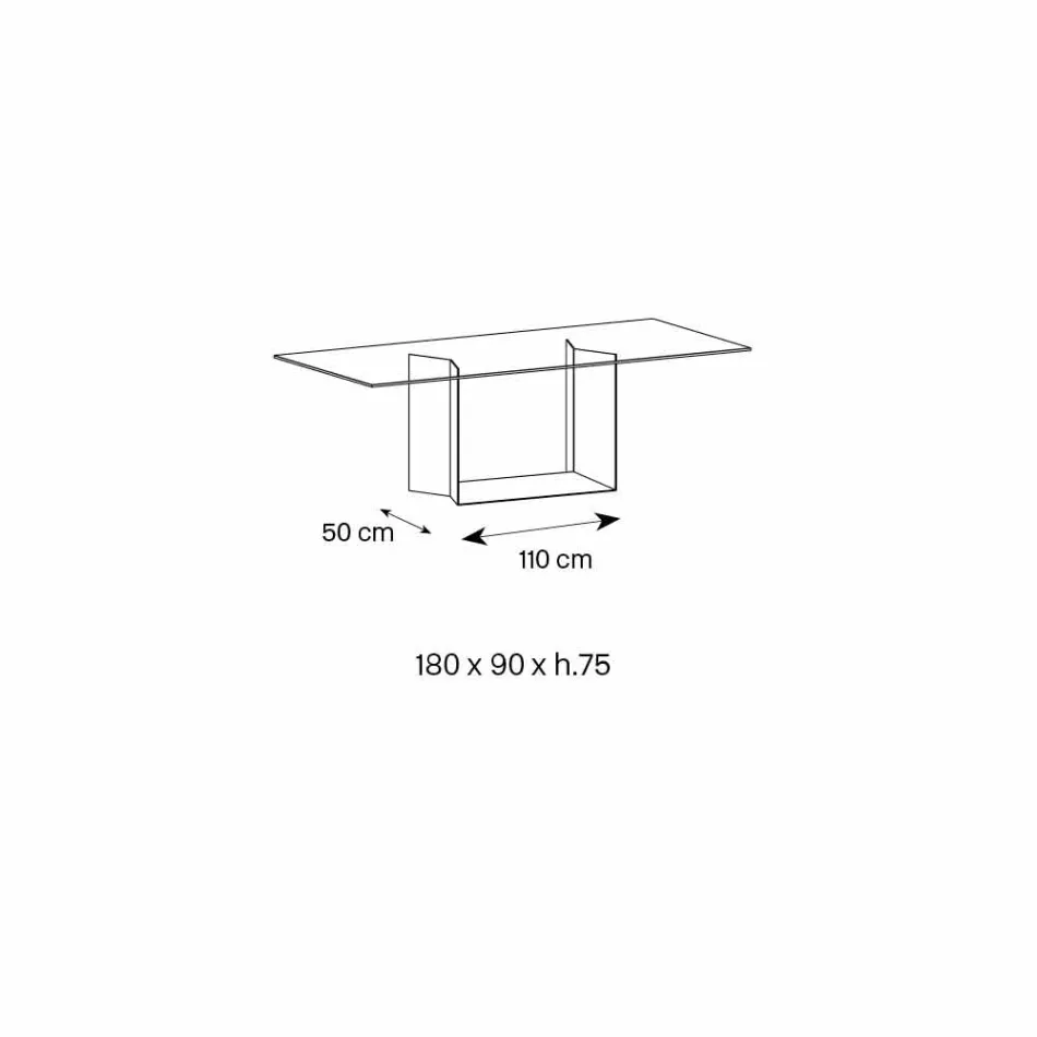 Mesa de comedor en vidrio ahumado o extraligero y metal hecho en Italia - marrón oscuro Viadurini