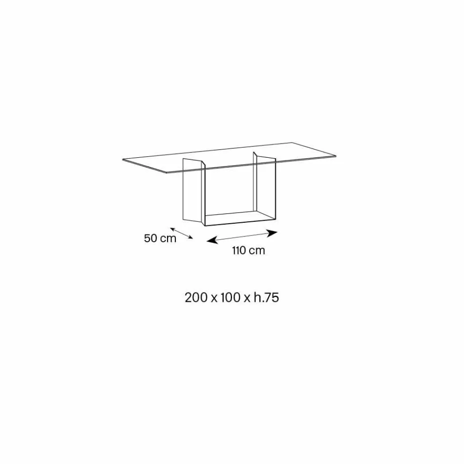 Mesa de comedor en vidrio ahumado o extraligero y metal hecho en Italia - marrón oscuro Viadurini