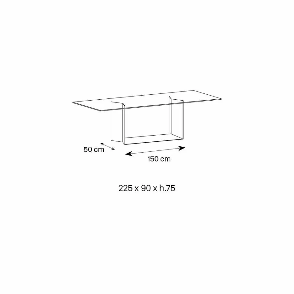 Mesa de comedor en vidrio ahumado o extraligero y metal hecho en Italia - marrón oscuro Viadurini