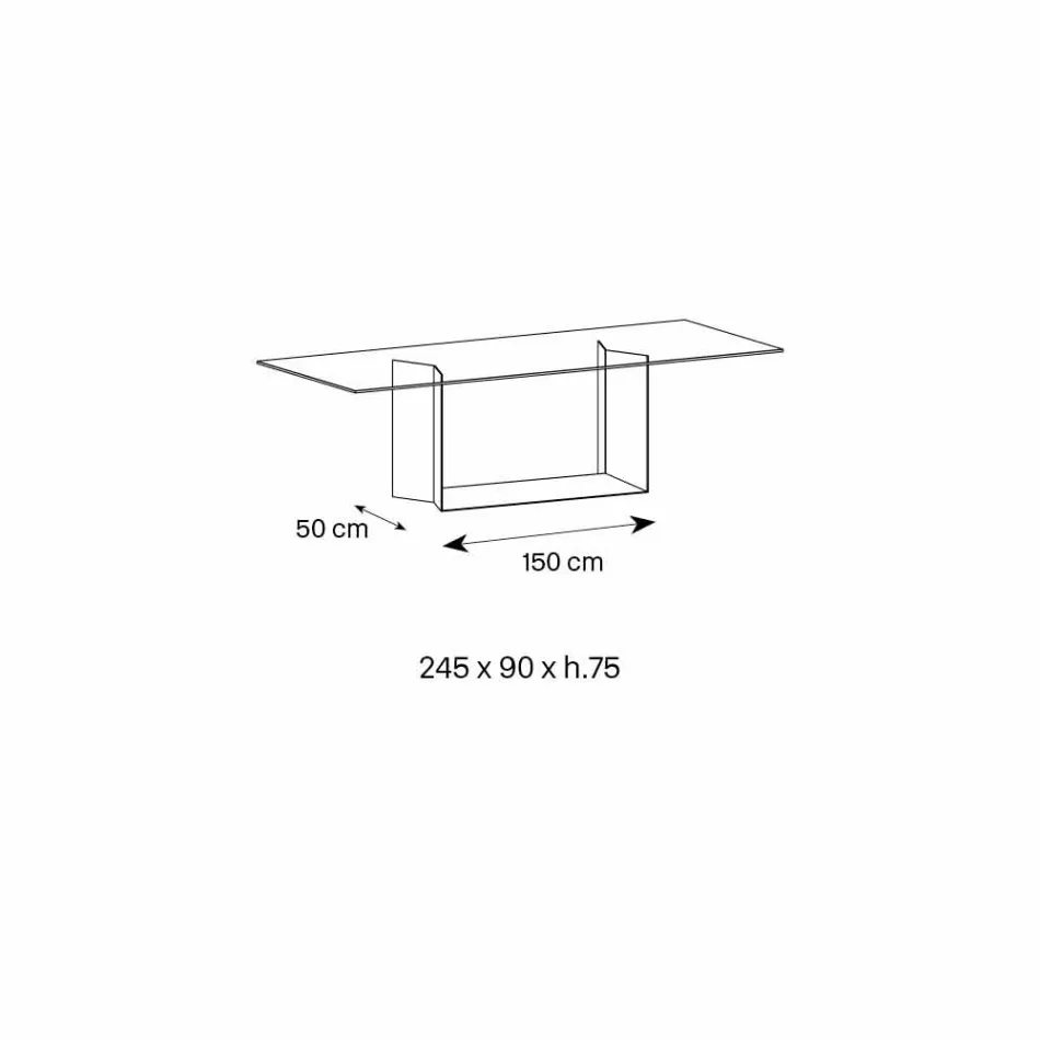 Mesa de comedor en vidrio ahumado o extraligero y metal hecho en Italia - marrón oscuro Viadurini