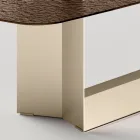 Mesa de comedor de diseño Made in Italy en vidrio fusionado en bronce o ahumado - Moro Viadurini