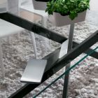Mesa de comedor de lujo de metal y vidrio templado Made in Italy - Carlino Viadurini