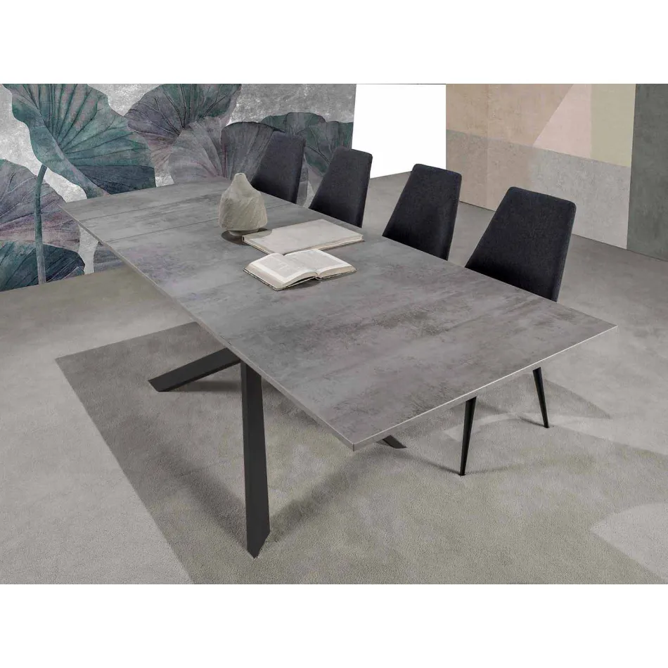Mesa de comedor extensible moderna, tablero laminado - Marliana Viadurini