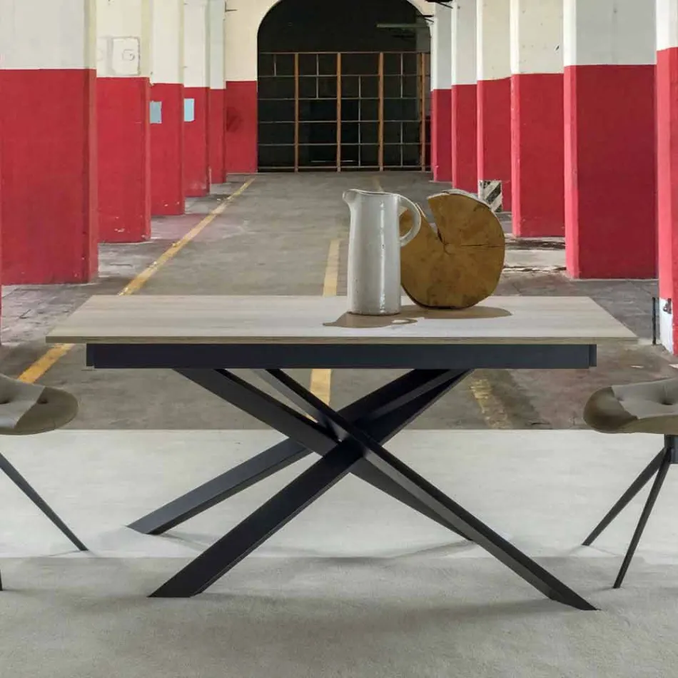 Mesa de comedor extensible moderna, tablero laminado - Marliana Viadurini