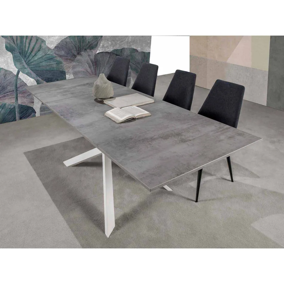 Mesa de comedor extensible moderna, tablero laminado - Marliana Viadurini