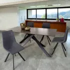Mesa de comedor moderna con tapa de cristal y cerámica Homemotion - Ringo Viadurini