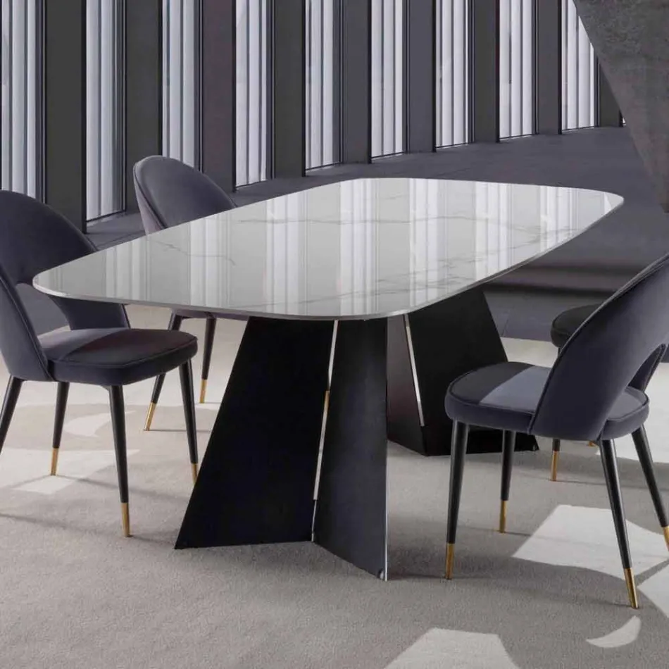 Mesa de comedor moderna con tapa de gres porcelánico - Meduno Viadurini
