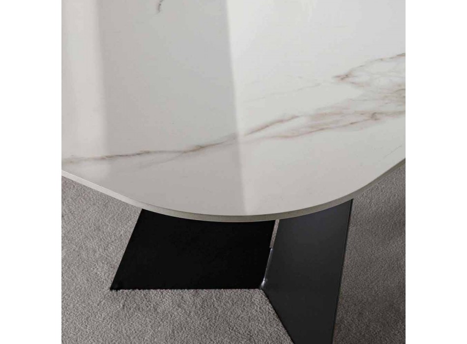 Mesa de comedor moderna con tapa de gres porcelánico - Meduno Viadurini
