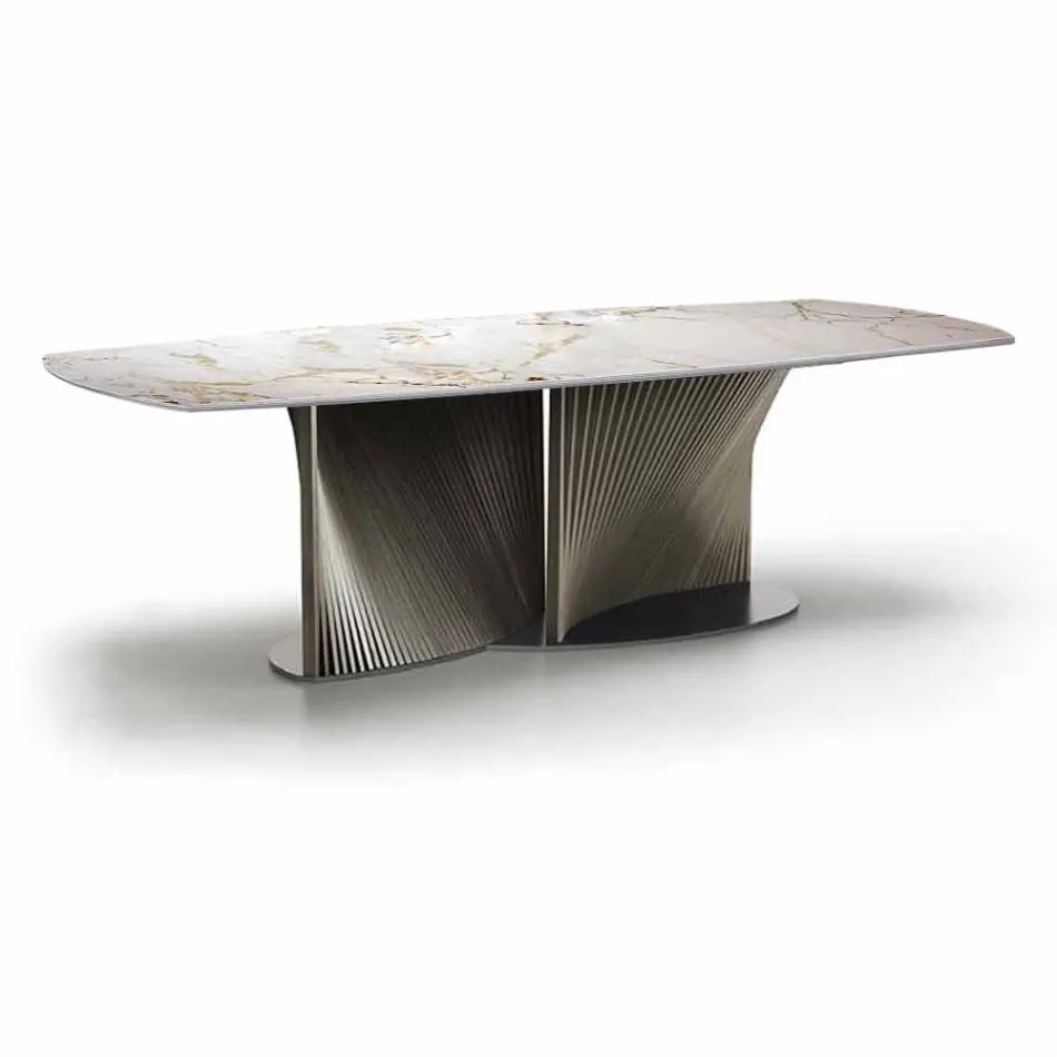 Mesa de comedor moderna en madera de fresno y gres Made in Italy - Croma Viadurini