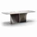 Mesa de comedor de lujo en gres y madera de fresno Made in Italy - Croma