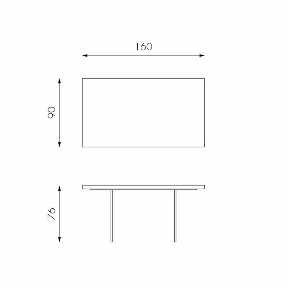 Mesa de comedor moderna en chapa de roble, patas de vidrio Nico Viadurini