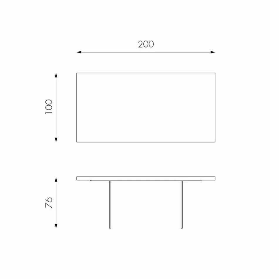 Mesa de comedor moderna en chapa de roble, patas de vidrio Nico Viadurini