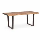 Mesa de comedor moderna en madera de acacia y acero Homemotion - Bingo Viadurini
