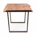 Mesa de comedor moderna en madera de acacia y acero Homemotion - Bingo Viadurini