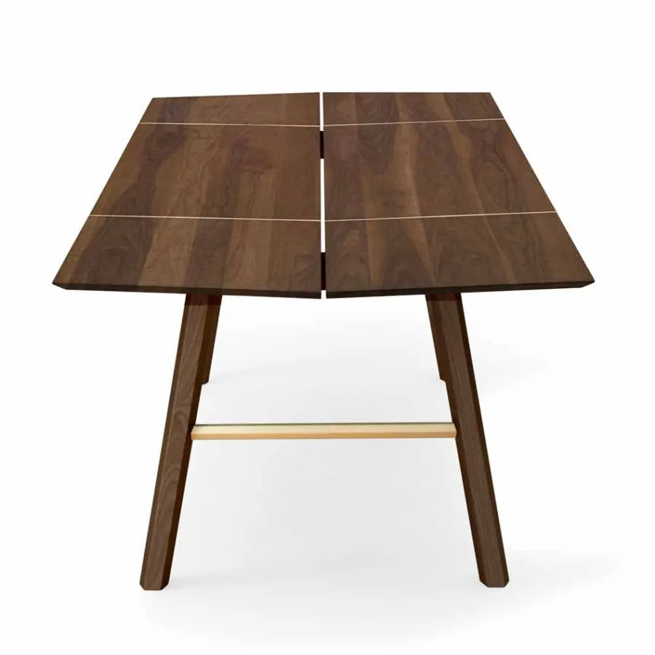 Mesa de comedor moderna de madera de fresno con detalles negros o dorados - Andria Viadurini