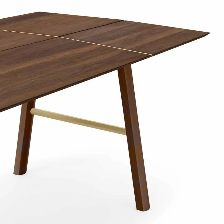 Mesa de comedor moderna de madera de fresno con detalles negros o dorados - Andria Viadurini