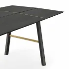 Mesa de comedor moderna de madera de fresno con detalles negros o dorados - Andria Viadurini