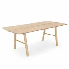 Mesa de comedor moderna de madera de fresno con detalles negros o dorados - Andria Viadurini
