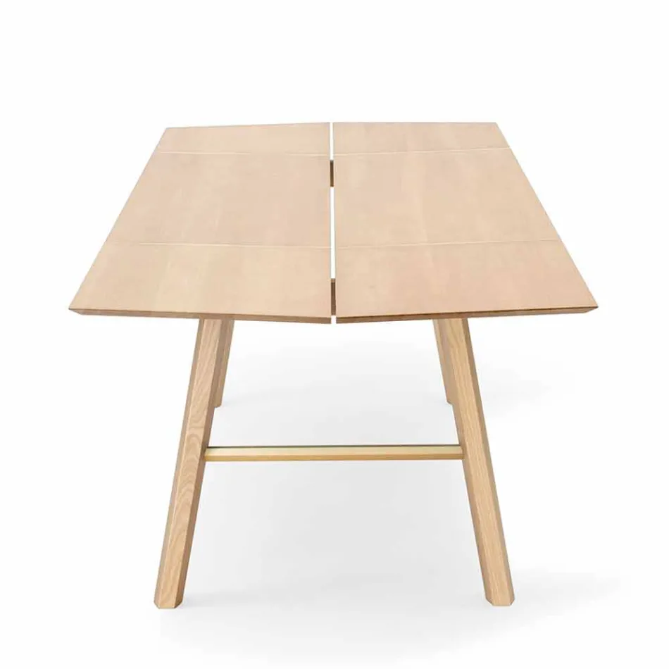 Mesa de comedor moderna de madera de fresno con detalles negros o dorados - Andria Viadurini