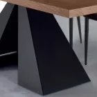 Mesa de comedor moderna en madera chapada y acero Made in Italy - Dalmata Viadurini
